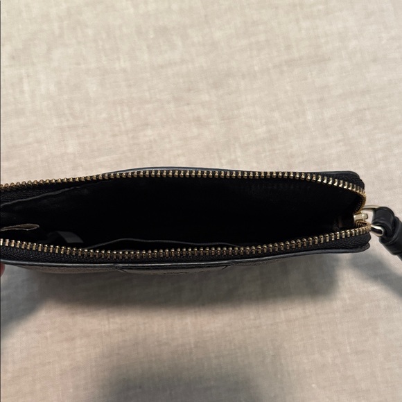 COACH Striped Leather Zip Wristlet
